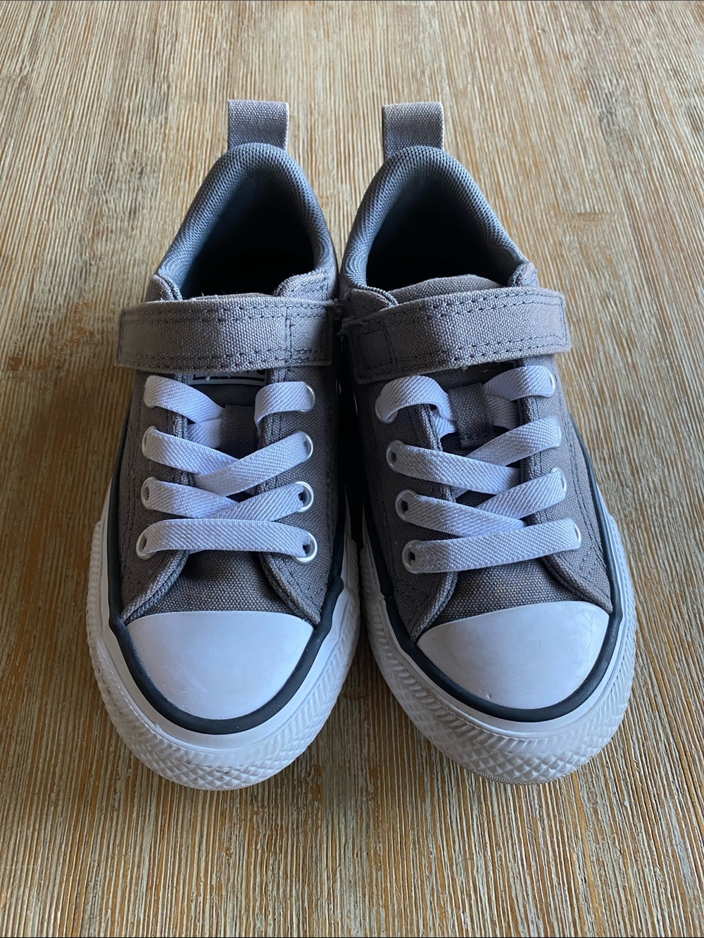 Converse Kids Gray Canvas Sneakers with White Toe